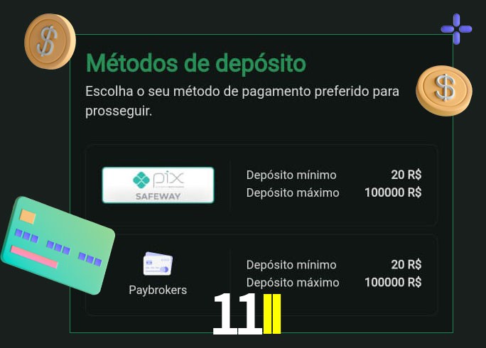 O cassino 11II oferece uma grande variedade de métodos de pagamento